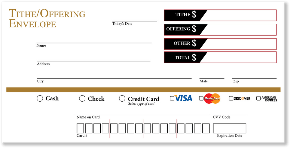Church Offering Envelopes for Tithing