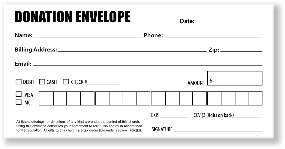 Church Donation Offering Envelopes