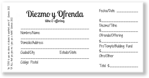 Spanish Offering Envelopes