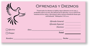 Spanish Church Tithing Envelopes Pink