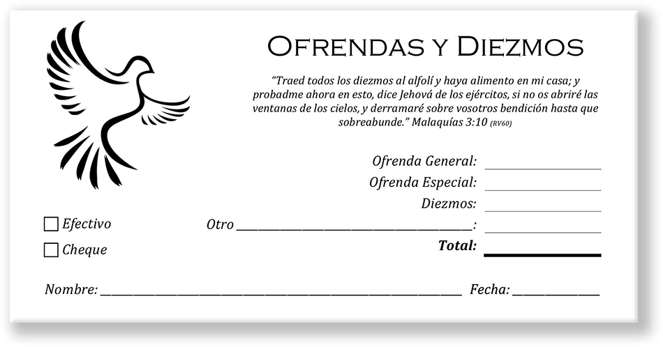 Spanish Church Tithing Envelopes