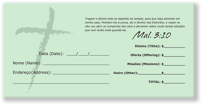 Portuguese Church Tithing Envelopes Green