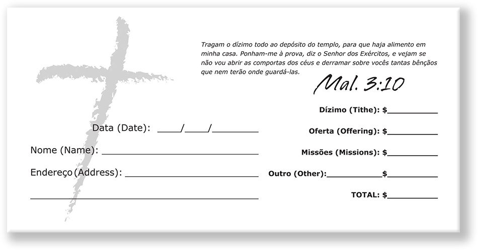 Portuguese Church Tithing Envelopes Green